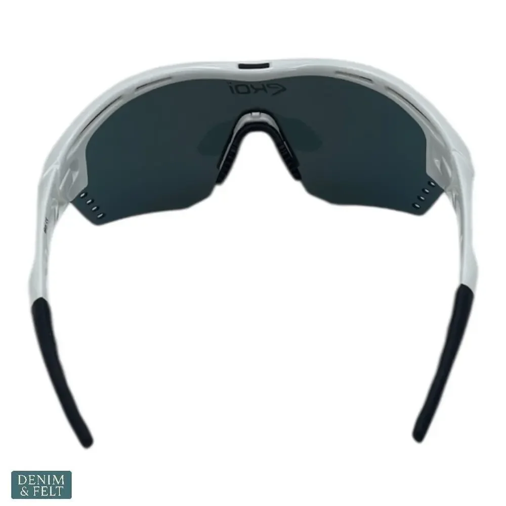 NEW EKOI‎ Persoevo4 White Revo Red Cycling Sunglasses Sport Shield Lens Unisex